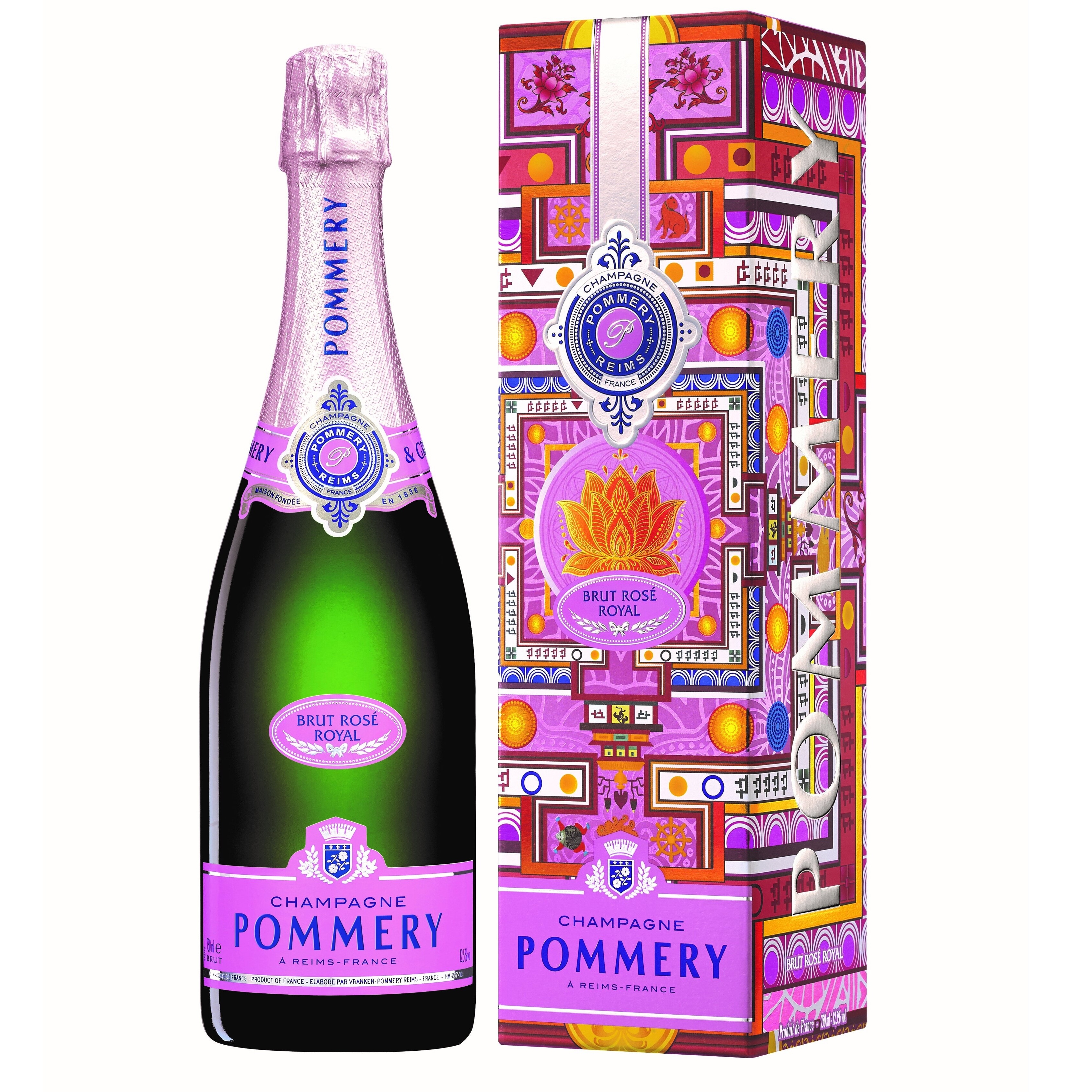 Pommery Brut 0,75 in box, l Mandala collection Gift Rose